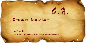Orowan Nesztor névjegykártya